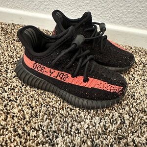 Yeezy Kids Black and Red Sneakers